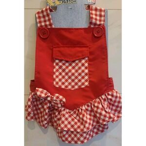 Dolly Parton Doggy Parton Red Gingham Overalls Dress for Dogs Size L Large